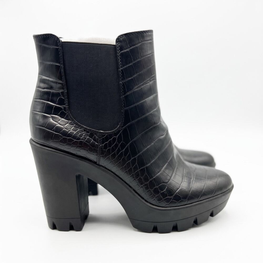 Jessica Simpson Miraney Black Croc Platform Boots Chunky Block Heel Ankle 9.5